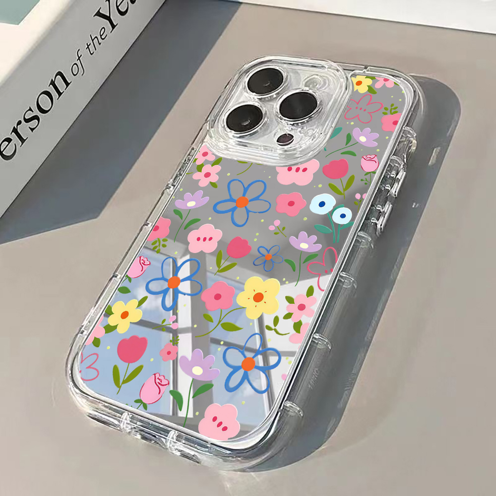 Phone Cases For Iphone 11 - Korean Ins Style Floral Silver Mirror