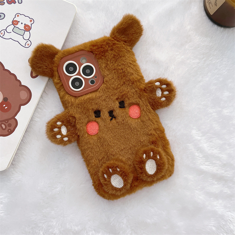 Korean 3D Cartoon Bear Fluffy  - огляд і ціна Phone Cases Iphone 14